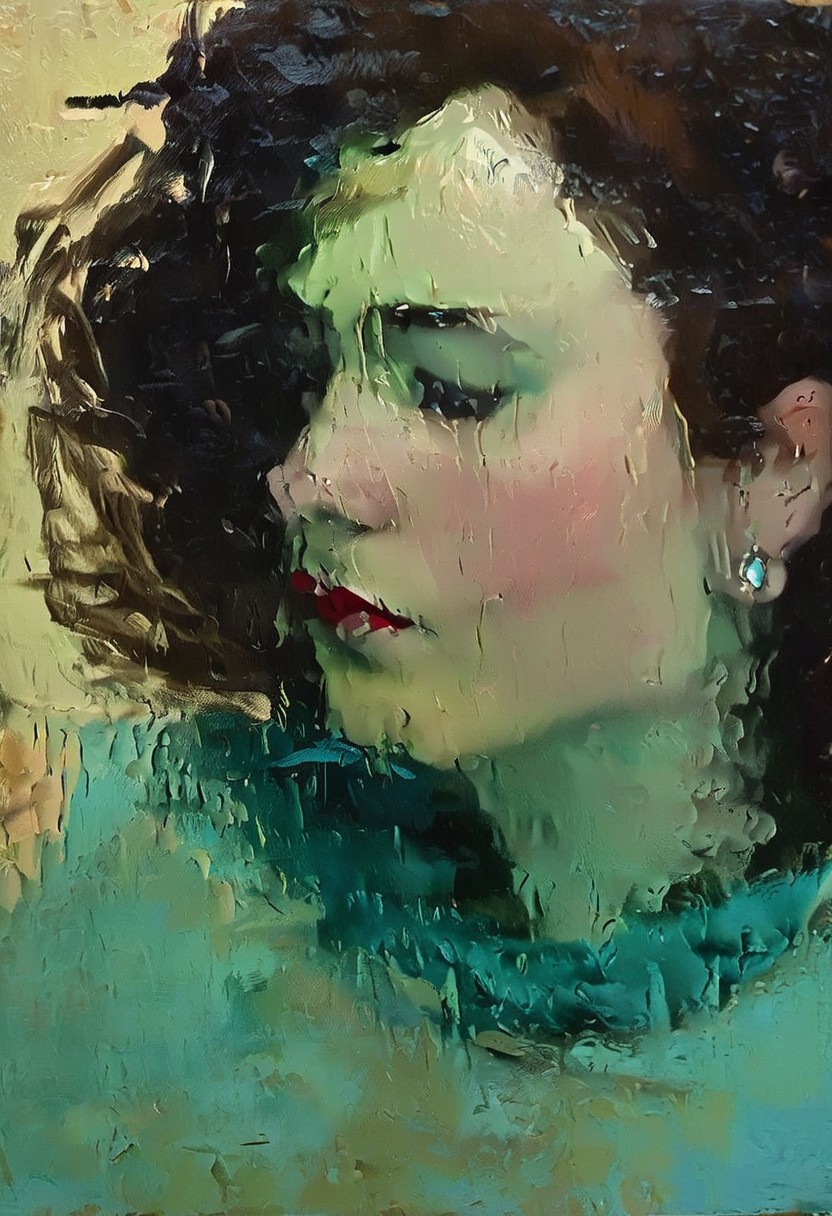 detailxl, easynegative, in the style of malcolm-liepke, watrops, novuschroma17 style, BREAK, wind, storm, night, view through window, (((bedroom))), (((window))), (((blurry street behind a window pane))), window frame