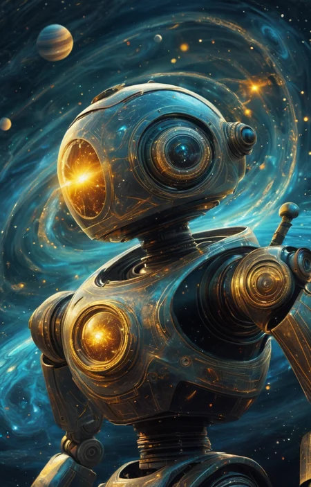 masterpiece,best quality,<lora:tbh70-sdxl:0.6>,illustration,A rotating nebula background
portrait of Housework robots