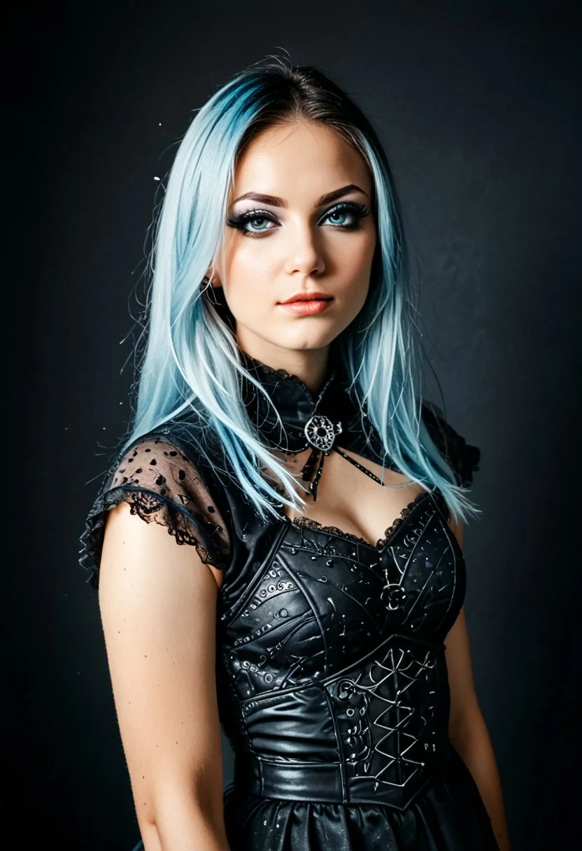 epiCPhotoGasm-colorfulPhoto, score_9, score_8_up, score_7_up, score_6_up, score_5_up, score_4_up, raw, photo, realistic, 1girl, andrea, 1girl, makeup, eyeshadow, freckles, light blue hair, long hair, multicolored hair, gothicstyle, (fully clothed), very long hair, gothic body armor, goth accessories, goth makeup, beautiful eyes, bright colors, high contrast, vivid lighting,, zPDXL2,