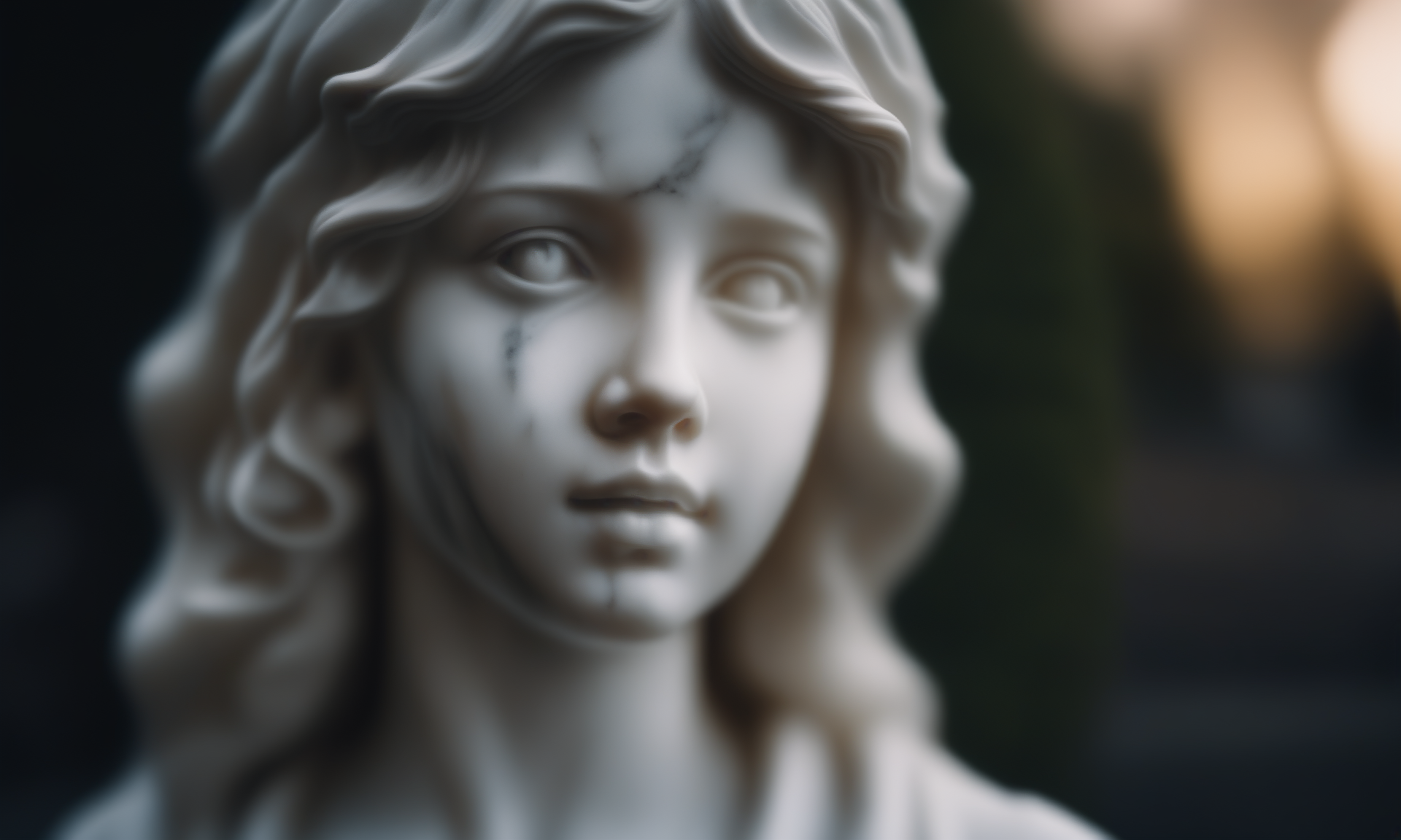 cinematic film still <lora:marblecarvingcd_xl-000006:0.6>,a handmade model of a girl made of (marblecarvingcd_xl,marble statue,marble texture,crack:1.3,shiny:1.3) in park,marblecarvingcd_xl skin,marblecarvingcd_xl hair,no humans,female focus,tilt-shift,outdoors,on lawn,upper body,light smile,still life,looking at viewer . shallow depth of field, vignette, highly detailed, high budget, bokeh, cinemascope, moody, epic, gorgeous, film grain, grainy, 8K, HDR, UHD, masterpiece, best quality, highly detailed, high resolution, finely detail, extremely detailed, ultra detailed, wallpaper