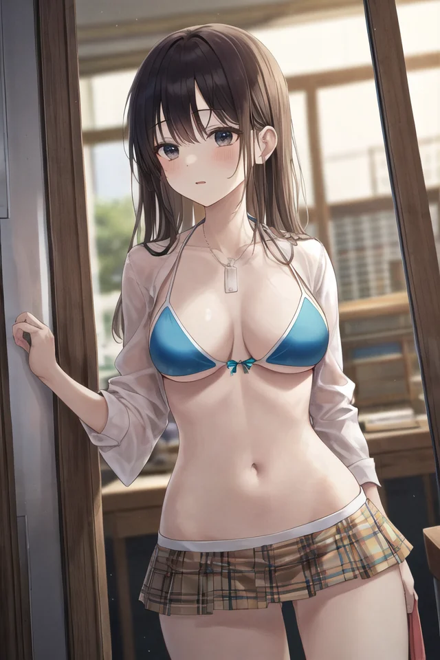(masterpiece:1.05), (best quality:1.05),1girl,bikini_skirt <lora:roha-v2:0.6>