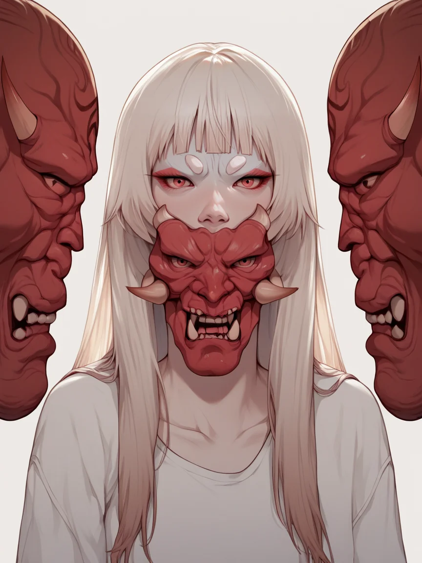score_9, score_8_up, score_7_up, score_6_up, score_5_up, <lora:gharlieraXLP:1> gharliera, 1girl, long hair, oni mask