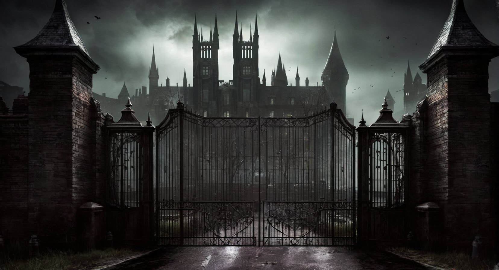 Dark Fantasy Art of  <lora:Gotham City:1.2>
Gotham City a gate with a arkham asylum in the background, dark, moody, dark fantasy style