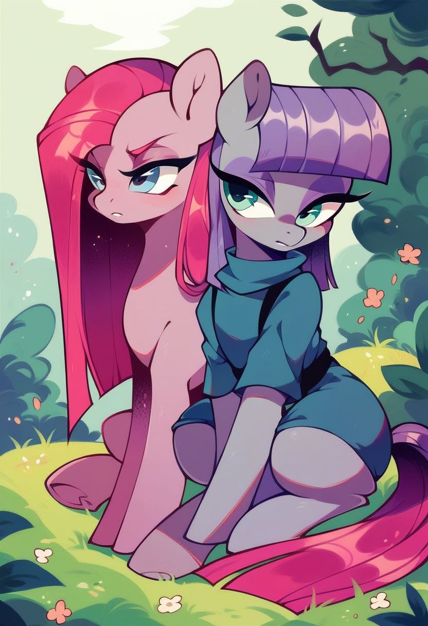 score_9, score_8_up, score_7_up, score_6_up, score_5_up, score_4_up, duo, feral, pony, pinkamena, maud_pie,
