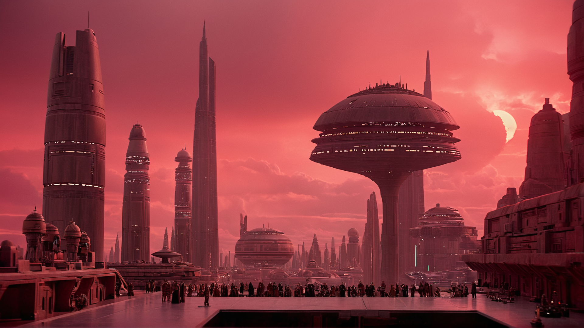 cinematic film still of <lora:detailed:0.4> detailed
<lora:perfection style:0.4> perfect
<lora:PerfectEyesXL:0.5>
 <lora:Bespin:0.9>
Bespin a futuristic city with a red sky in the background,in star wars style,outdoors,sky,cloud,no humans,building,scenery,city,cityscape,tower, shallow depth of field, vignette, highly detailed, high budget, bokeh, cinemascope, moody, epic, gorgeous, film grain, grainy