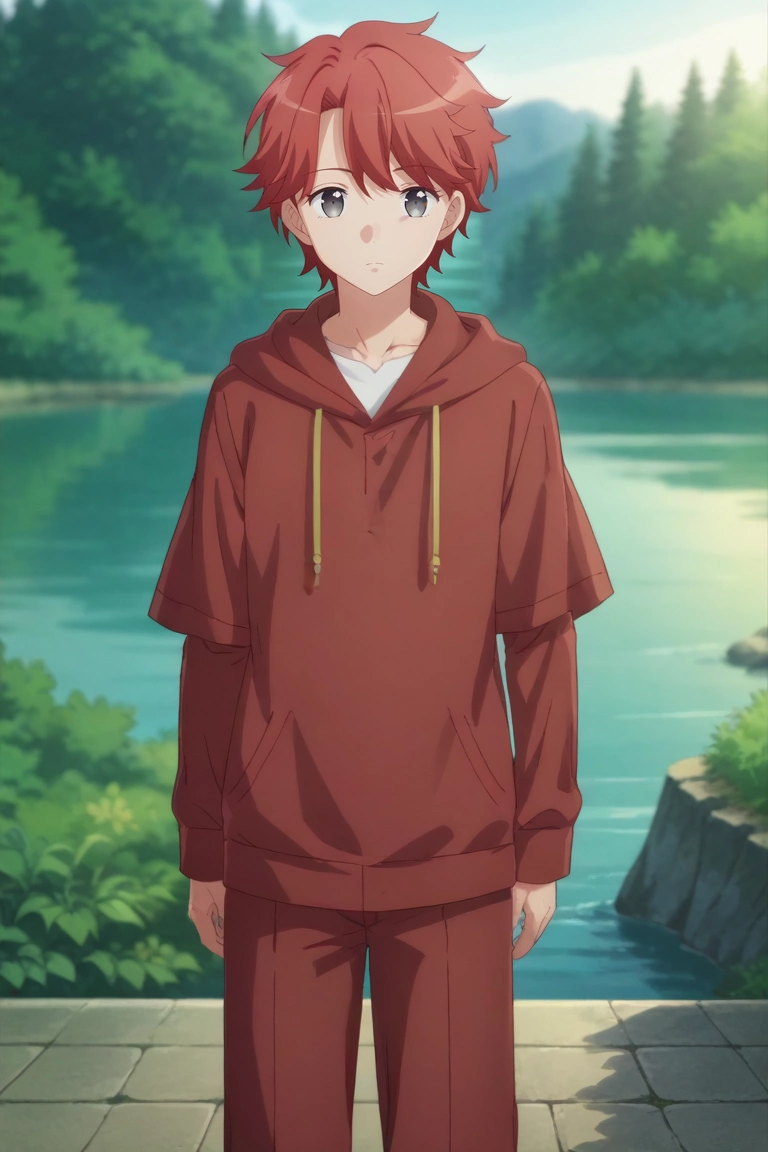 score_9, score_8_up, score_7_up, source_anime, rating_safe, , anime screencap, , , , depth of field, 1boy, solo, male focus, <lora:sirius_dieke_pony:0.98>, sirius_dieke, red hair, grey eyes, short hair, rule of thirds, river, dawn, knees together feet apart, expressionless, demon costume, <lora:sdxl_lightning_8step_lora:1>