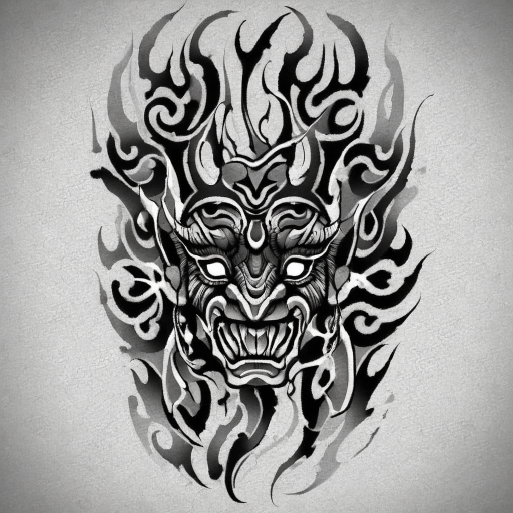 <lora:1y0n:1>1y0n tribal tattoo design