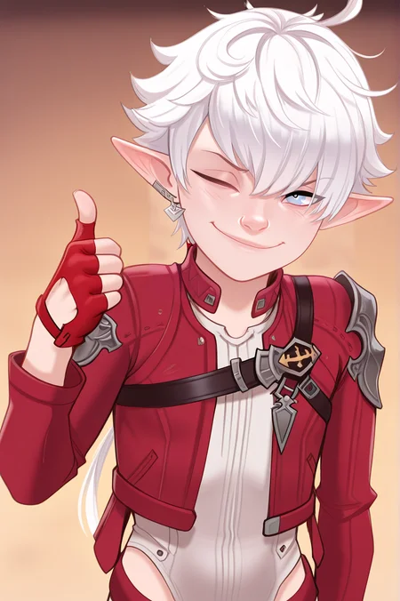 masterpiece, best quality, absurdres,
solo,
red jacket, thumbs up, fingerless gloves, smile, smug, one eye closed,
<lora:Alisaie_Leveilleur_ã¢ãªã¼ã¼ã«ã´ã§ã¦ã¼ã«_ArizÄ_RuveyÅ«ru_Final_Fantasy_XIV_Character_LoRA:0.9> alisaie leveilleur, pointy ears, elf, white hair, elezen, blue eyes, long hair, ahoge,
<lora:AndavaILf:1> andilf,