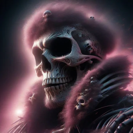 skeleton soldier, A skull soldier, guerilla soldier, Vibrant metallic color scheme, masterpiece, best quality, ultra detailed, hires, 8k uhd, cinematic lighting