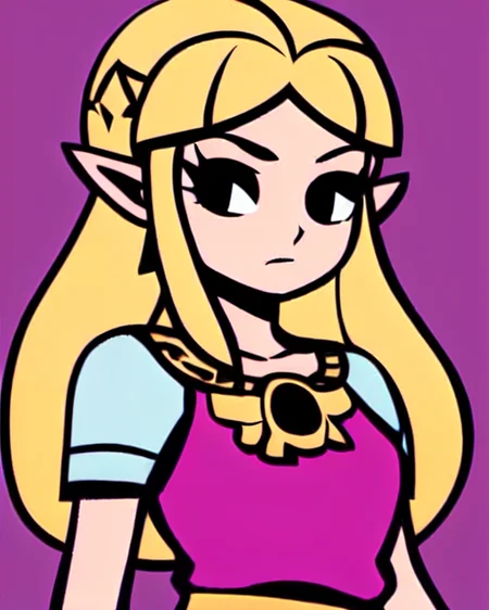 <lora:scottpilgrimvstheworld:0.8> scottpilgrimvstheworld, 1girl, simple background, princess zelda, nintendo, the legend of zelda, albw, upper body, <lora:zeldaALBWAlttp_zeldaALBWV1:0.4>
