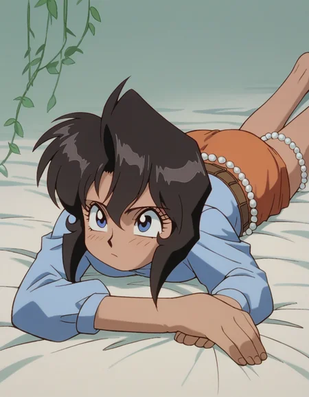 zPDXL, score_9, score_8_up, score_7_up, source_anime, 1girl, solo,
<lora:Gunsmith_ver3:1> gnsmth, rally, dark-skinned female, black hair, blue eyes, short hair , heart eyes, on stomach, elf wearing a soft lavender elegant elven gown with embroidered sleeves , leaf-embroidered flats, pearl anklet,delicate silver earrings, silver eyeliner, jeweled belt,delicate vines woven in hair,