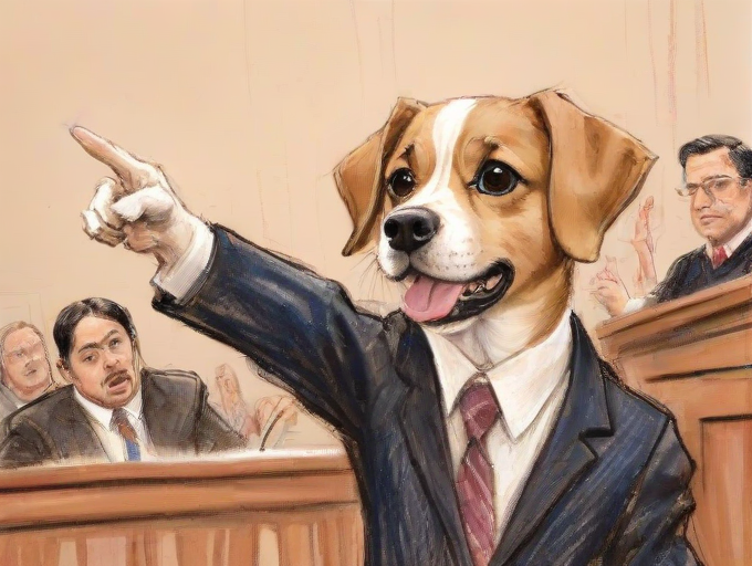 <lora:PE_CourtRoomSketchV2:0.8> PECourtRoomSketch, courtroom,
a cute dog pointing, barking