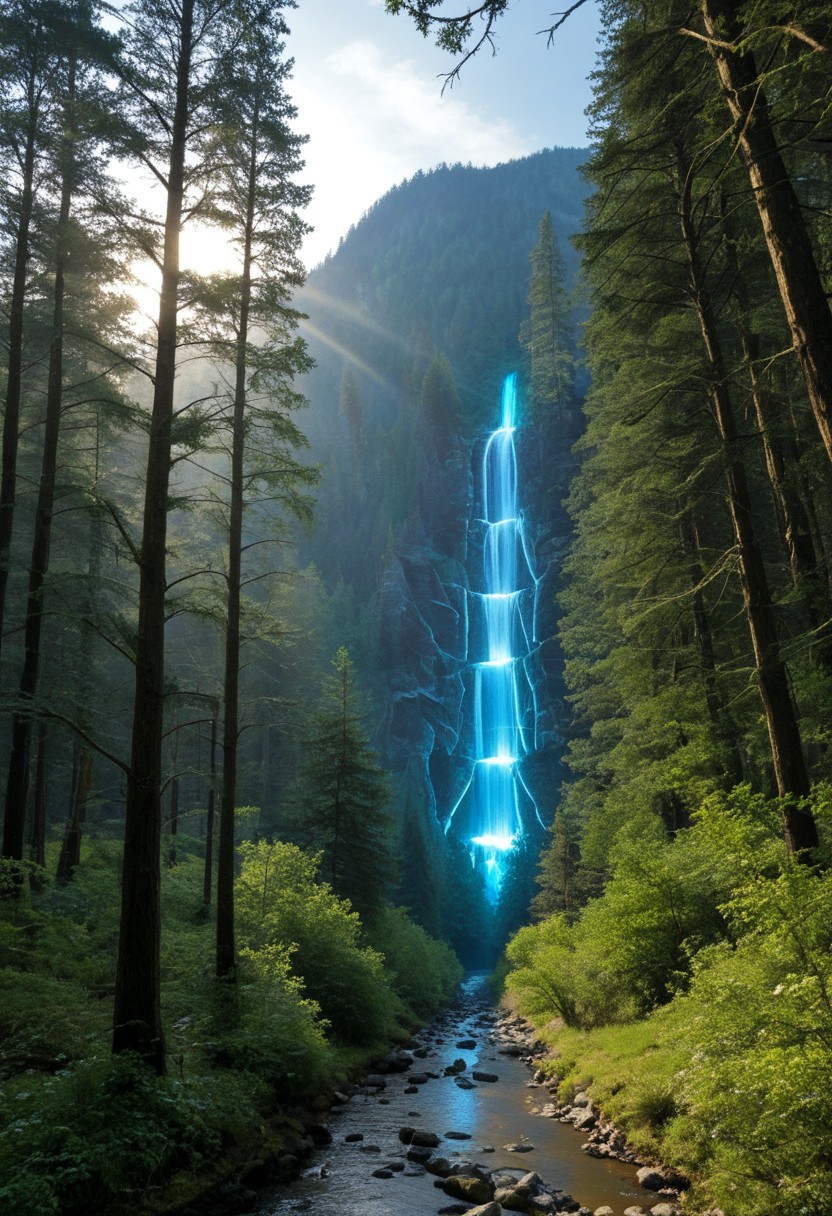 majestic mountain landscape, glowing waterfalls, crystal-clear lakes, lush green forests, vibrant wildflowers, soft sunlight filtering through tall trees, rolling hills, serene meadows, misty valleys, colorful butterflies, gentle river flowing, birds soaring in the sky, ethereal fog, distant snow-capped peaks, magical forest clearing, vibrant colors, enchanted forest, peaceful atmosphere, morning dew, golden hour lighting, fantasy nature scenery
 (8k uhd:1,4)
 <lora:add-detail-xl:1>
 <lora:Dynamic Poses:1>