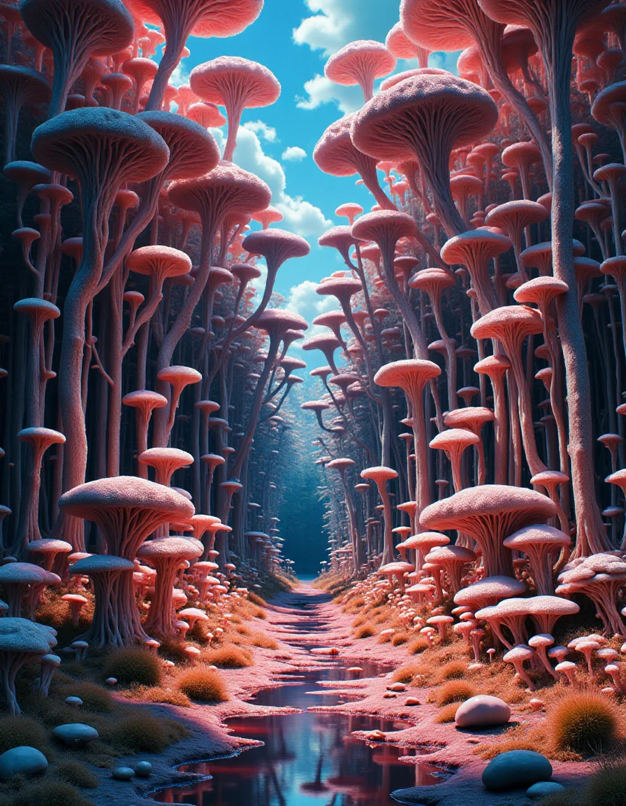 ral-mycelium, (art by Lois van Baarle:0.7) , digital art, colorful Anime, landscape of a Phenomenal Networked Alleyway, Bathed in shadows, Digital art, vibrant, character design, bold colors, sci-fi, <lora:ral-mycelium-flux:1>, sharp focus, highly detailed, fine artistic composition, magnificent, lush