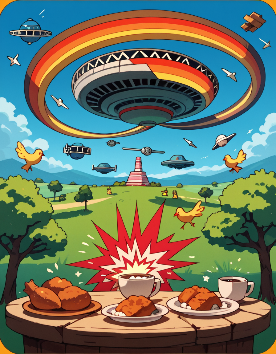 score_9, score_8_up, score_7_up, score_6_up, score_5_up, score_4_up, hud_ata_styl, border, no humans, sky, tree, parody, explosion, a chicken that destroys galaxies with a cup of rice, motion lines, behind chicken, spacecraft,<lora:atarixlp-000007:0.8>,