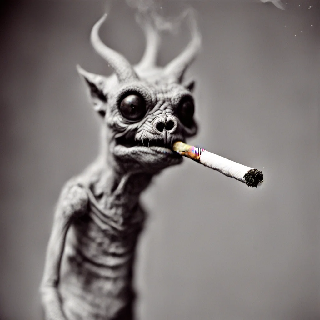 <lora:fx-monsters-xl-mrey-nocap:1> cigarette creature