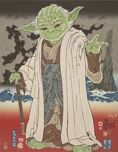 <lora:UtagawaKuniyoshiXL_v1:1.4> (UtagawaKuniyoshiXL:1.5), Yoda
