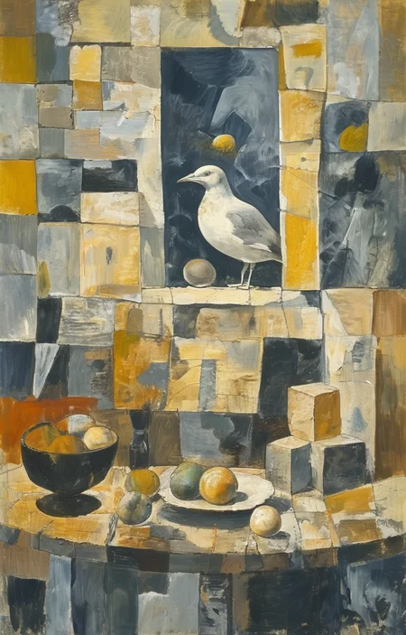 masterpiece,best quality,<lora:tbh215-sdxl:0.9>,illustration,style of Georges Braque animals