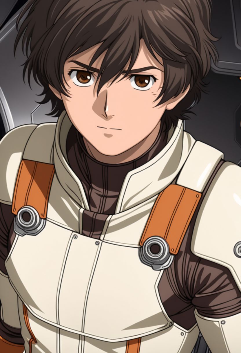 ASCIIbanagher_links, 1boy, male focus, solo, slim, thin waist, warm beige skin, brown hair,
detailed symmetric glossy eyes, expressive eyes, large brown eyes, looking at the viewer,
wearing blccb pilot suit, half body shot, 
masterpiece, best quality, ultra high res, intricate detail, clamshell warm lighting