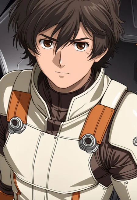 ASCIIbanagher_links, 1boy, male focus, solo, slim, thin waist, warm beige skin, brown hair,
detailed symmetric glossy eyes, expressive eyes, large brown eyes, looking at the viewer,
wearing blccb pilot suit, half body shot,
masterpiece, best quality, ultra high res, intricate detail, clamshell warm lighting