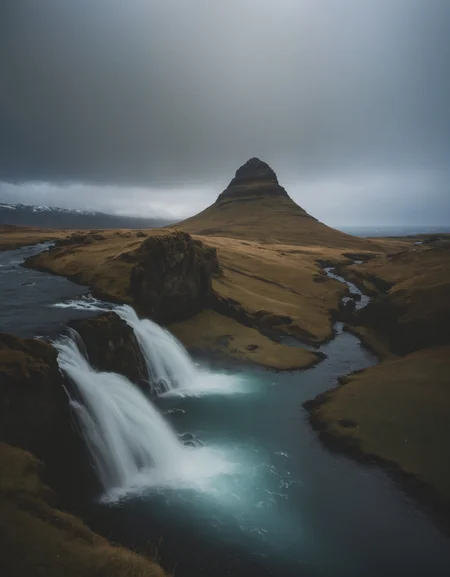 prize winning landscape photography of iceland at night with wildwater intersecting the magical landscape and the northern lights dancing in the sky reflected in the water, a very serene scene unlike any other, dark but beautiful, zavy-cnmtc, (intricate details), glow, glowing eyes, volumetric lighting, unique pose, dynamic pose, dutch angle, 35mm, anamorphic, lightroom, cinematography, film grain, HDR10, 8k hdr, Steve McCurry, ((cinematic)), RAW, color graded portra 400 film, remarkable color,