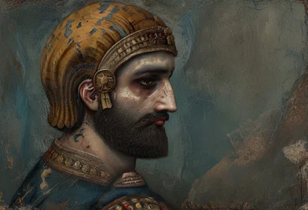 He changed his mind about all the settlements whose sanctuaries were in ruins and the population of the land of Sumer and Akkad who had become like corpses, and took pity on them.
He inspected and checked all the countries, seeking for the upright king of his choice.
style of Qajar art, FastNegativeV2, green eyes, blue eyes, brown eyes, perfecteyes