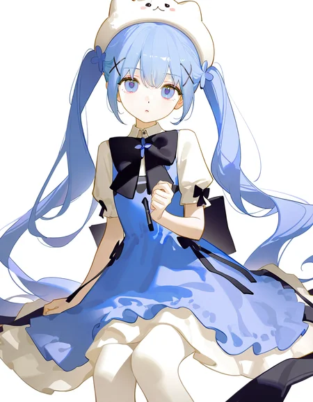 xuenai,1girl,looking at viewer,white background,blue hair,cowboy shot,simple background,<lora:xuenai-000016:1>,sitting,, masterpiece, best quality, very aesthetic, absurdres,newest, incredibly absurdres,, (ningen mame:0.65),(tianliang duohe fangdongye:0.9),ask \(askzy\),(chen_bin:0.748),(void 0:1.1),(nixeu:0.63),(sy4:1.3),(mignon:0.677)