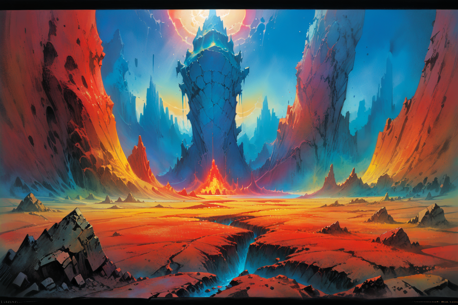 masterpiece, painted world,  colorful splashes, <lora:Painted World-000006:.8> concept art by beksinski and jean giraud