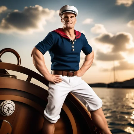 Popeye1024, a sailor, full body, on a boat, highly detailed, photography, ultra sharp, film, bokeh, professional, 4k <lora:add-detail-xl:1.5> <lora:Popeye1024:0.8>