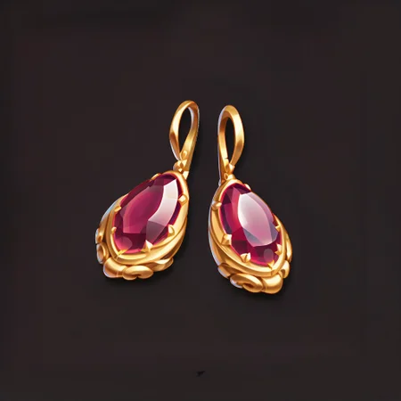 score_9, score_8_up, score_7_up, earrings, gold earrings, two earrings, gem, jewelry, pink gemstone, simple background, dark brown background,
semrealic, no humans, cast shadow, thin outline,