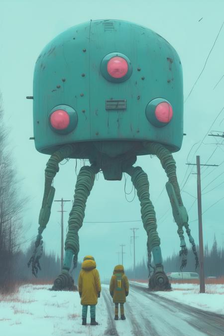 <lora:Simon Stalenhag:1>Simon Stalenhag - drawings in the style of Simon Stalenhag, photographed by Canon EOS, cinematic lighting, natural complexion, extremely high definition shot, aesthetic canon of proportions