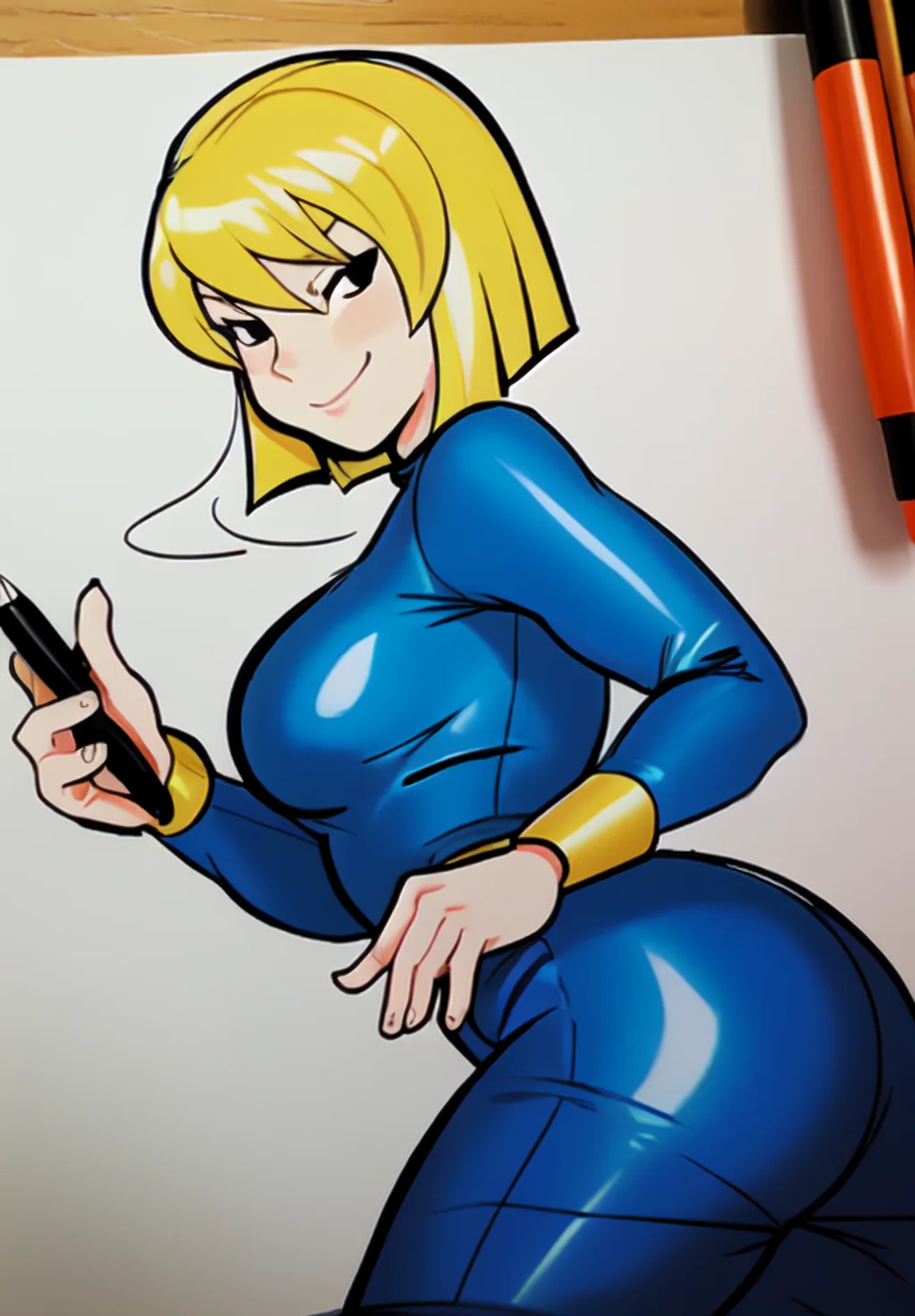 (scribble art:1.3), marker (medium), ballpoint pen (medium),chaotic lines, abstract, sfw, <lora:vault-girl:0.8>, vault-girl, 1girl, solo, smirk, leaning forward,, (seductive, alluring, charming:1.3), attractive, (trending on CGSociety, trending on pixiv, contest winner:1.3)