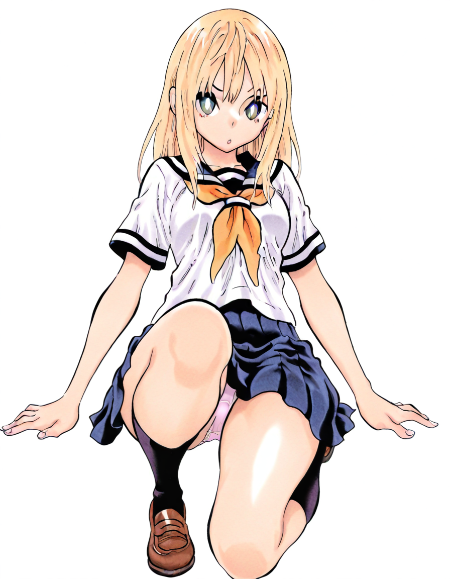 score_9, score_8_up, score_7_up, solo, 1girl, one girl, 
<lora:kyouno_asuka:1>, kyouno asuka, kyouno asuka\(kyouno asuka show\), blond hair, green eyes,
sensitive,
from front, full body, school uniform, Panty Shot,
masterpiece, best quality, 4k