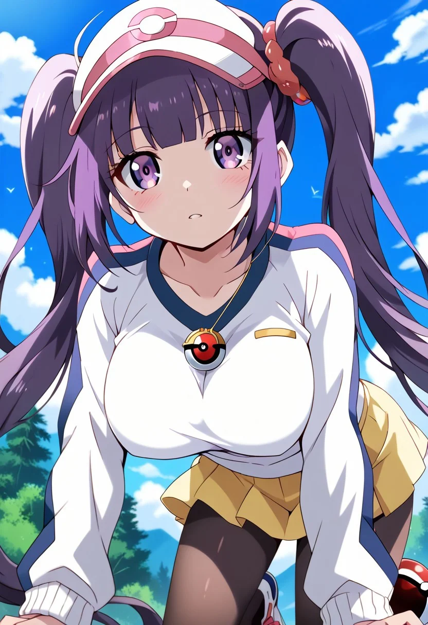 score_9, score_8_up, score_7_up, score_6_up, score_5_up, score_4_up, masterpiece, anime coloring, rating_safe, anime style, <lora:SKNL_Style_XL:0.7> sknl style,
BREAK source_anime, anime, best quality, masterpiece, rating_safe, uncensored, High quality, 8k, Ultra,
<lora:AfrobullPDXLresize:0.8> afrobullstyle,
BREAK 1girl, sophiefuture, purple hair, purple eyes, very long hair, blunt bangs, sidelocks, twintails,
HDA_PokemonTrainer,
BREAK (cowboy shot), (all fours), (from below),
(large breasts:1.2),looking at viewer,,
BREAK (Forest, lake, sunny weather,sky,daytime),