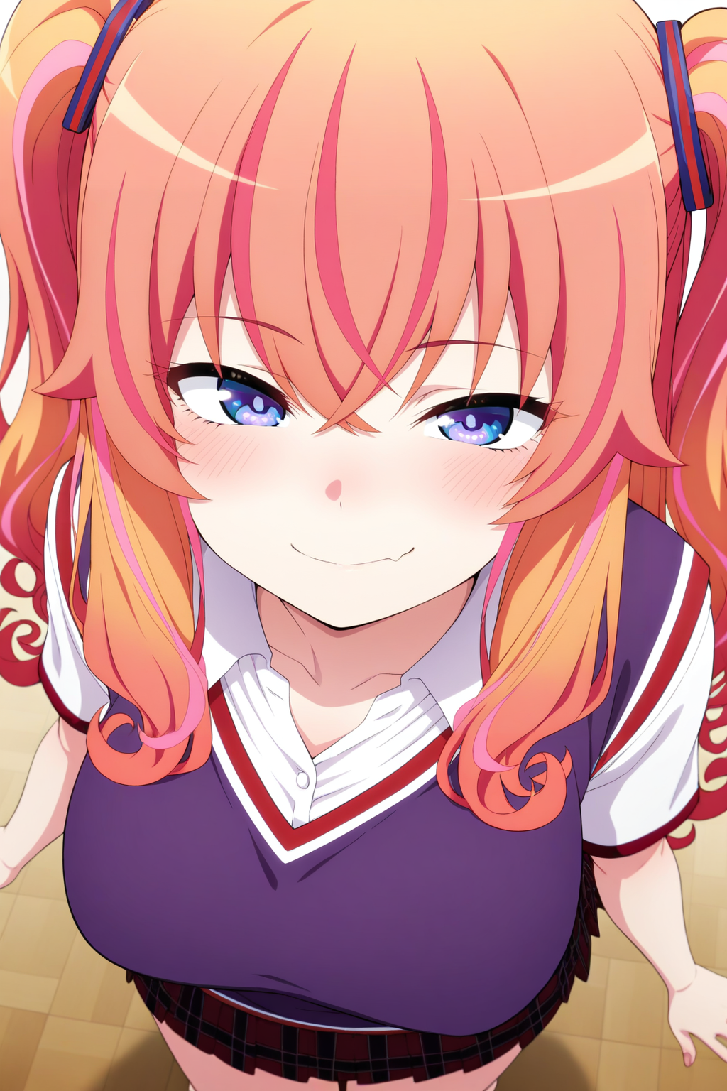 masterpiece, best quality, amazing quality, very aesthetic, absurdres, ultra detailed,
 <lora:il_contrast_slider_d1 (Ð¦ÐÐÐ¢ ÐÐÐ Ð¢ÐÐÐÐ):-0.8>
<lora:Makina Agatsuma:0.8> makina_agatsuma, 1girl,
smile,
view from above, body is visible, medium breasts are visible from under the shirt,,