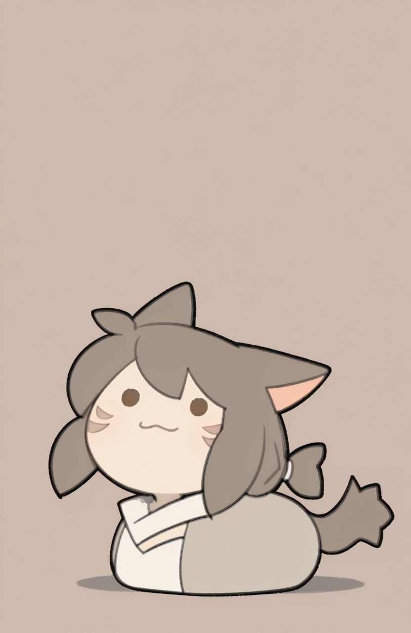 1girl, solo, <lora:TemmieChang_v5:0.9> tmchng,
miqotem, brown hair, solid circle eyes, tail, facial mark, low twintails, braid, chibi, petite, :3, . .,
loaf, light smile, happy, looking at viewer, extremely detailed, highres, masterpiece, best quality