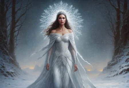 aidmafluxpro1.1,
A regal figure emerges from the swirling snowstorm, her porcelain skin illuminated only by the faint moonlight casting an eerie glow. Frosty mist shrouds her ethereal form as she stands amidst the frozen wilderness, a cruel portrait of divinity's creature come to life on this fateful eve. The high-resolution image captures every intricate detail, from the delicate lace of her gown to the snowflakes dancing around her, as if suspended in time. Zoroaster