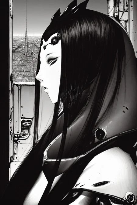best quality, pcell, highly detailed face, full body view, vast scenery, city, <lora:blamev2:1>