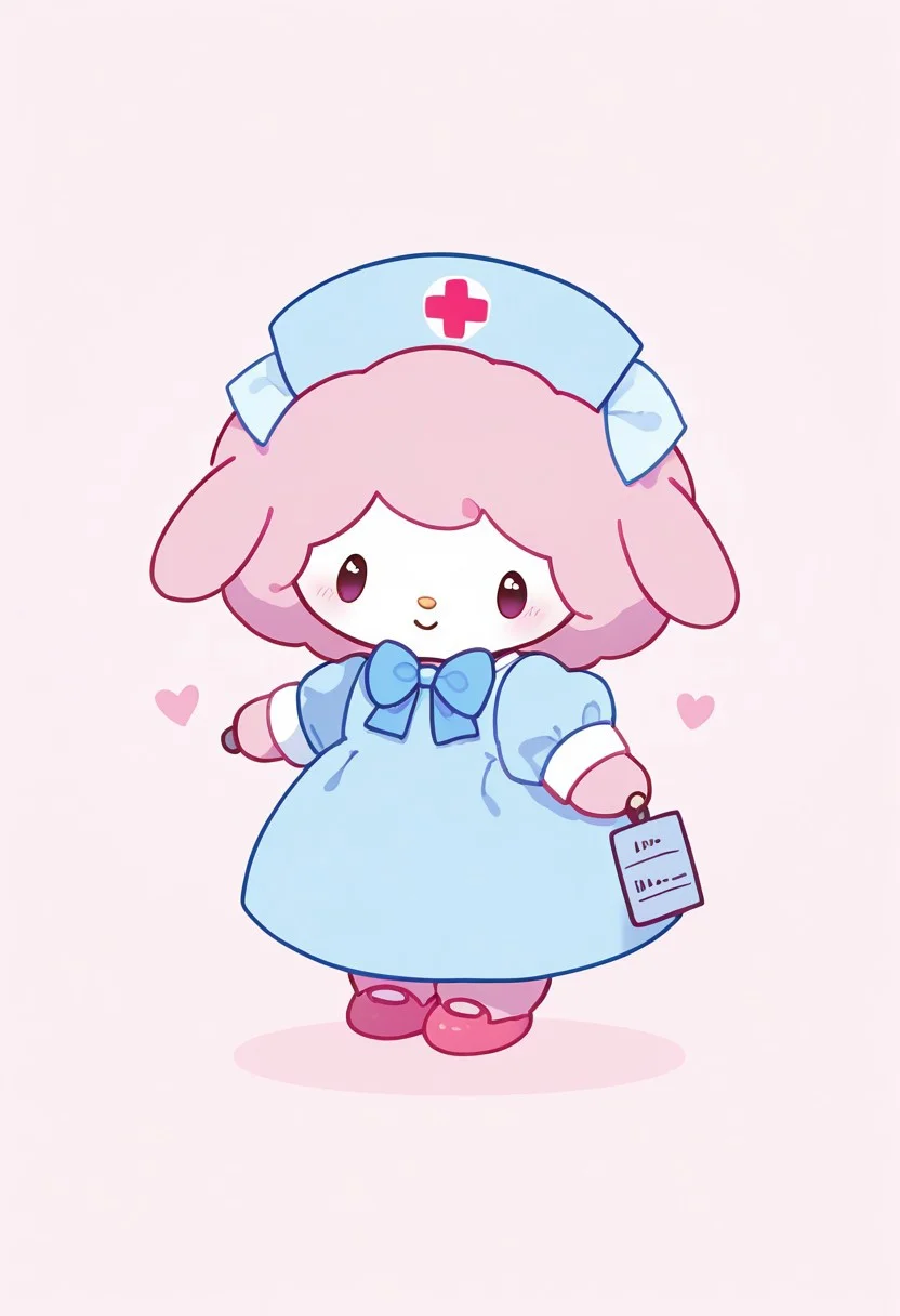 score_9, score_8_up, score_7_up, score_6_up, score_5_up, BREAK
sweet_piano, furry, female furry, 1girl, solo, looking at viewer, blush, hat, , dress, bow, holding, standing, full body, hair bow, heart, puffy sleeves, no humans, blue dress, blue bow, nurse cap, pink footwear, nurse, cute, kawaii, white face, pink fur, soft smile, hospital background