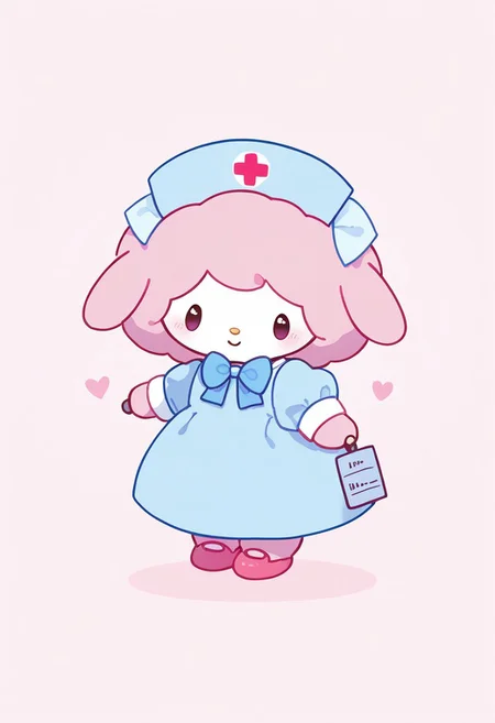 score_9, score_8_up, score_7_up, score_6_up, score_5_up, BREAK
sweet_piano, furry, female furry, 1girl, solo, looking at viewer, blush, hat, , dress, bow, holding, standing, full body, hair bow, heart, puffy sleeves, no humans, blue dress, blue bow, nurse cap, pink footwear, nurse, cute, kawaii, white face, pink fur, soft smile, hospital background
