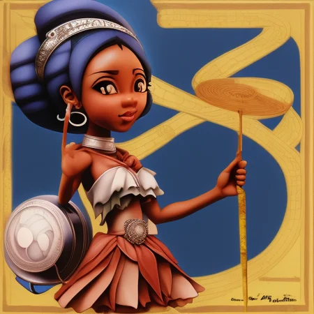 african anime black-waifu musume fanart, natural 4c afro hair