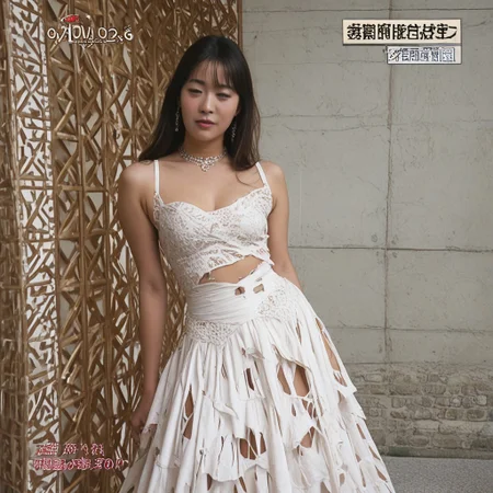(score_9, score_8_up:1.1), score_7_up, sexy, slave girl, japane5etvvariety5how, japanese text, on-screen text, bride and groom, age difference, torn_clothes, bdsm, submissive_female, television studio