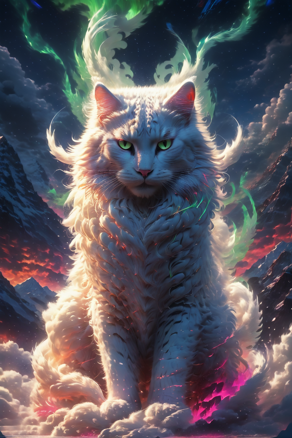 <lora:mythical beast:1> mythical beast, neon, colorful glow, bright and colorful, vibrant, 8K