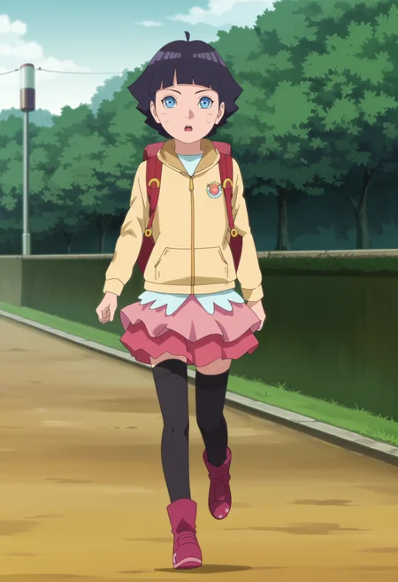 score_9, score_8_up, score_7_up, source_anime,anime screencap,anime coloring,intricate details,masterpiece,
uncensored,
himawari, 1girl, solo, skirt, bag,bangs, blunt bangs, facial mark, blue eyes, whisker markings, backpack, short hair,pink skirt, thighhighs, outdoors, black hair, long sleeves, pantyhose, pink footwear, walking, randoseru, black thighhighs, running, shoes, purple hair, boots,
standing,
solo,
scenery,
<lora:Himawari_by_Nyx:1>