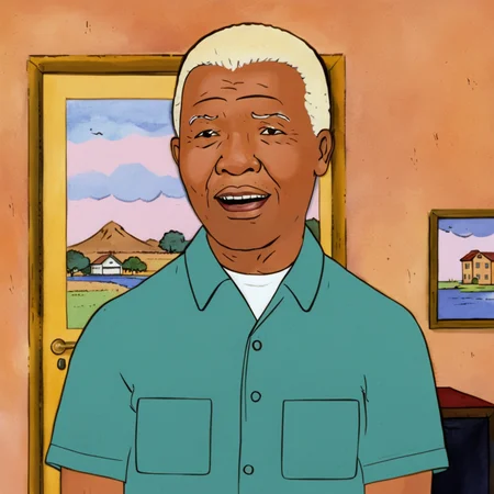 cartoon of Nelson Mandela in a scene from a Slasher movie, directed by Wes Anderson
(in kingofthehill style:1.5)
<lora:xl_more_art-full_v1:0.5> <lora:add-detail-xl:0.45> <lora:kingofthehillstyleXL_v.10.1:0.8>