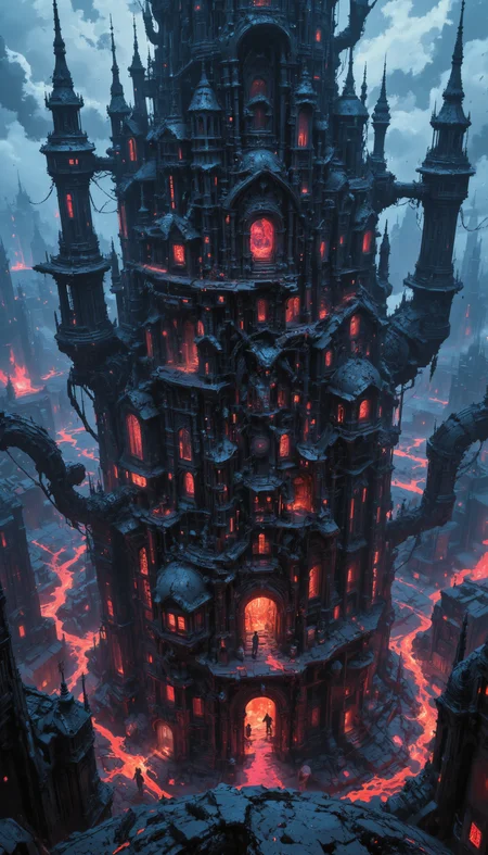 Bird's-eye view, ancient cyberpunk settlement, cyberpunk and gothic fusion. Intricate spatial composition, geometric planning, strategic shapes and organic patterns. Clustered gothic cyberpunk structures, neon lights, and bold gargoyle sculptures. Atmospheric interplay, ambient light, dynamic shadow, rich hues. Detailed architectural nuances, mosaic-like pathways, designed streets. Steampunk artifacts, monumental architectural details. Technical quality 8k, masterpiece, hyper-detailed imagery, intricate design, evocative textures, ethereal light, timeless narrative. <lora:flux-photo_v6:0.4> <lora:VividlySurrealOrigin:0.6> <lora:Magic_of_Art_(FLUX):0.6> <lora:42lux-UltimateAtHome-flux-highresfix:0.25>