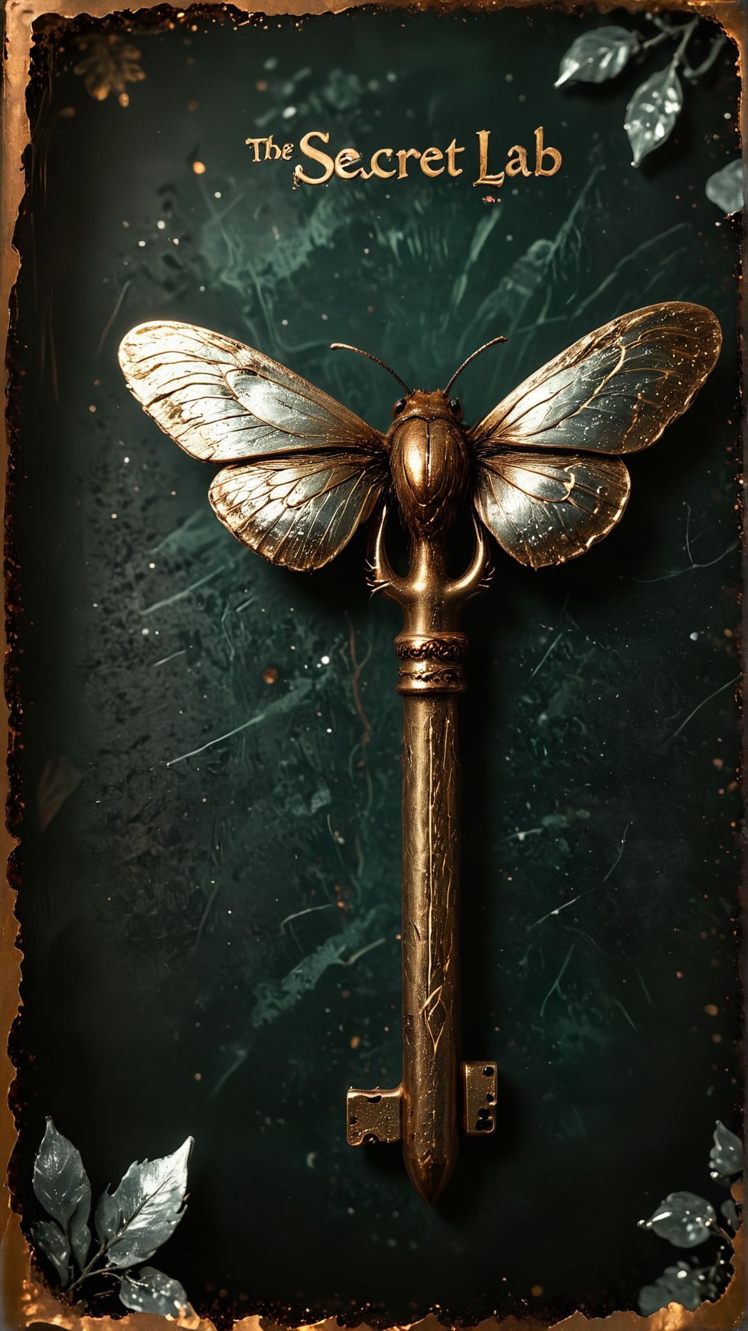 flux-style, Movie Poster, Atmospheric "The Fey Key ", Spring, Ultra Detailed, Suffering, Kodachrome, Folded [Fur:Zinc:20], elaborate, intricate,<lora:aidmaFluxStyleXL-v0.2:0.651>, with text:"Secret Lab"
 <lora:aidmaSecretLab-V0.1:1> SecretLab, Bronze Object, bronze