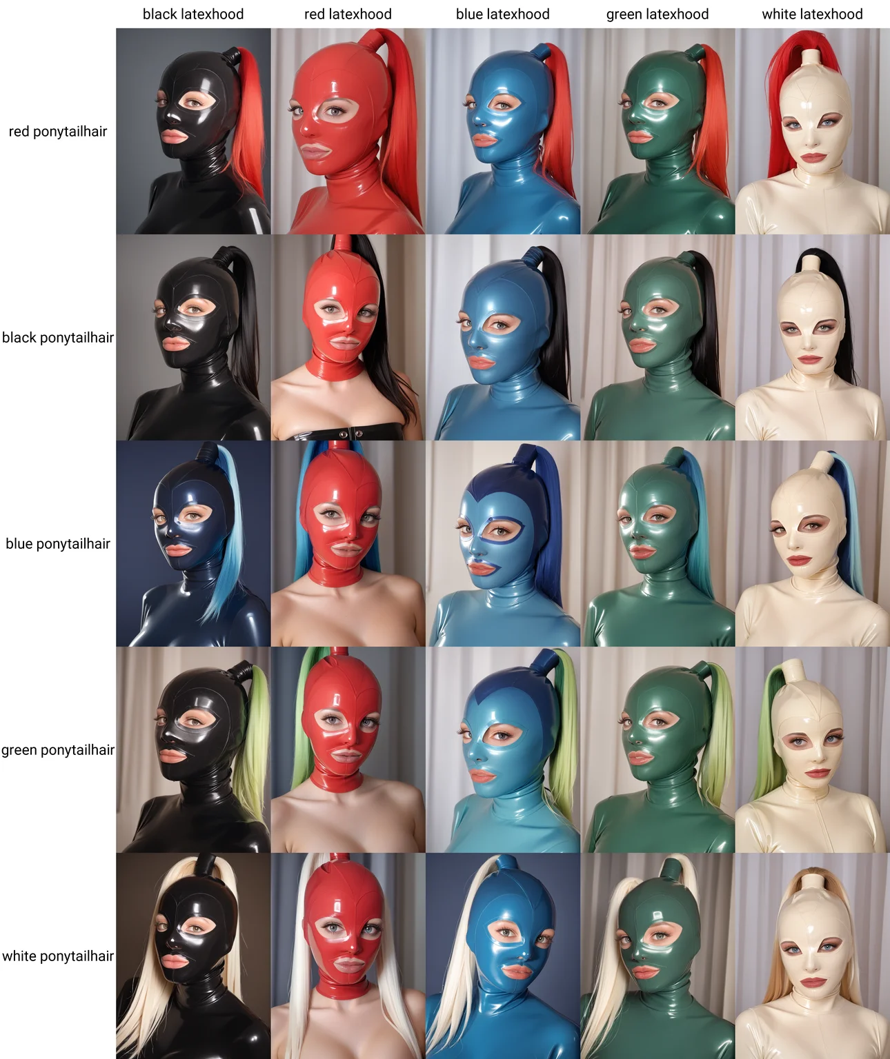 Hyperrealistic art source_cartoon, score_9, score_8_up, score_7_up, score_6_up, score_5_up,  
BREAK, 1girl, well lit,  <lora:latexHoodPonyV3:1>,black latexhood,  red ponytailhair, portrait,  latex catsuit,  looking at the viewer