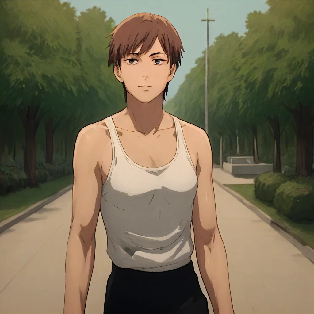 csmdiv4wom, (cowboy shot:1.4), looking at viewer, <lora:Character CSM Division 4 Woman:1> tank top, walking in a park, score_9, score_8_up, score_7_up, score_6_up, score_5_up, score_4_up, masterpiece, detailxl. BREAK