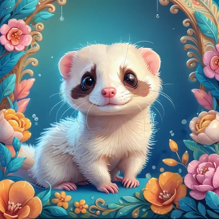 masterpiece, best quality, ArsMJStyle, Cute illustration of a Cute ferret-likecreature, whimsical elements, intricate details, ultra sharp, exquisite detail, flawless composition, vivid colors, masterpiece, exciting background <lora:ArsMJStyle_-_CuteSDXL:1> , <lora:add-detail-xl:1>